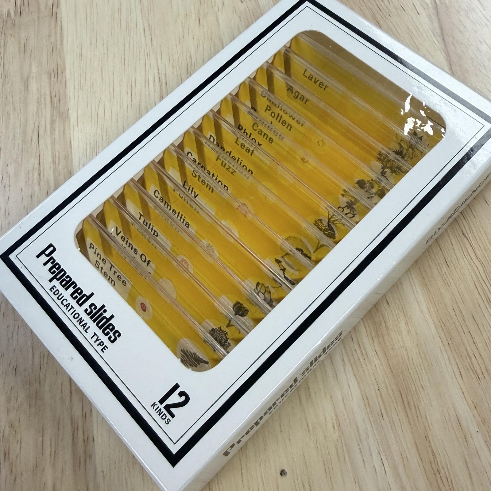 DIY-SCIENCE Prepared Microscope Slides 12 Kinds Educational Plant Pollen Set