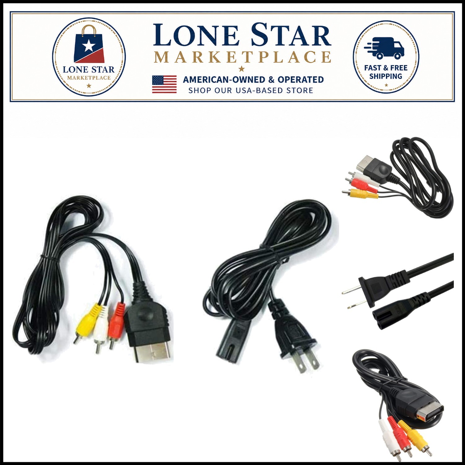 Durable AV Cable & AC Power Cord for Xbox - 6ft of High-Quality Connection