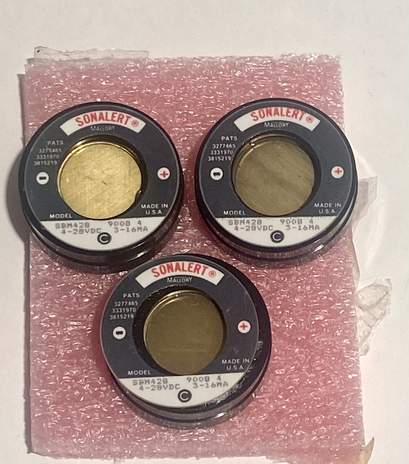 Lot of 3 Mallory Sonalert SBM428 Buzzer Alarm 4-28VDC  N4