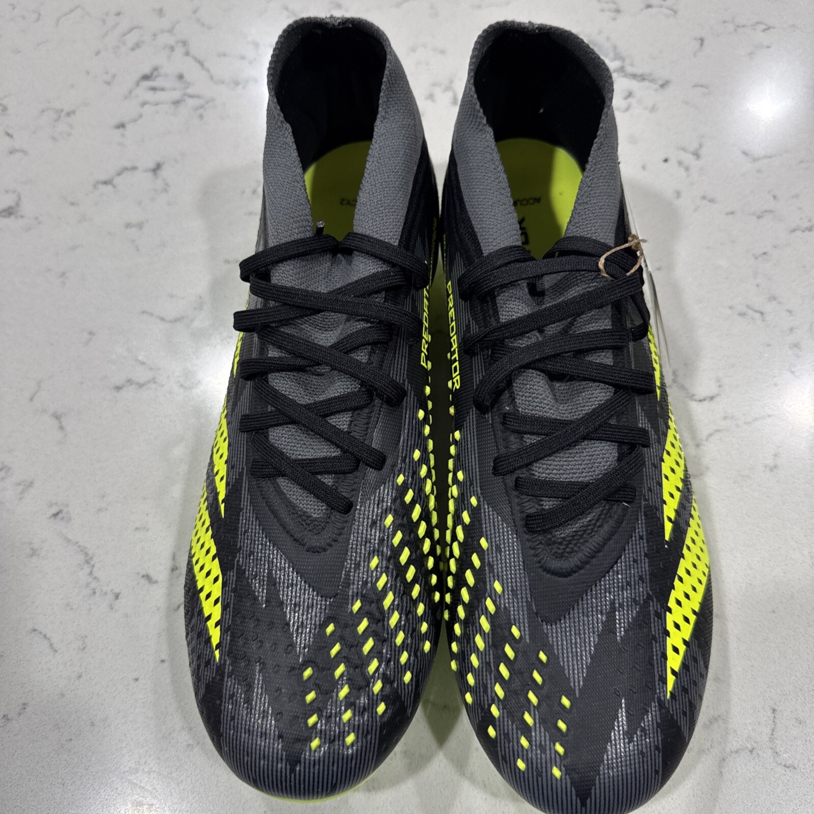 adidas Men’s 10 PREDATOR ACCURACY.2 FIRM GROUND SOCCER CLEAT Black Yellow IG0781