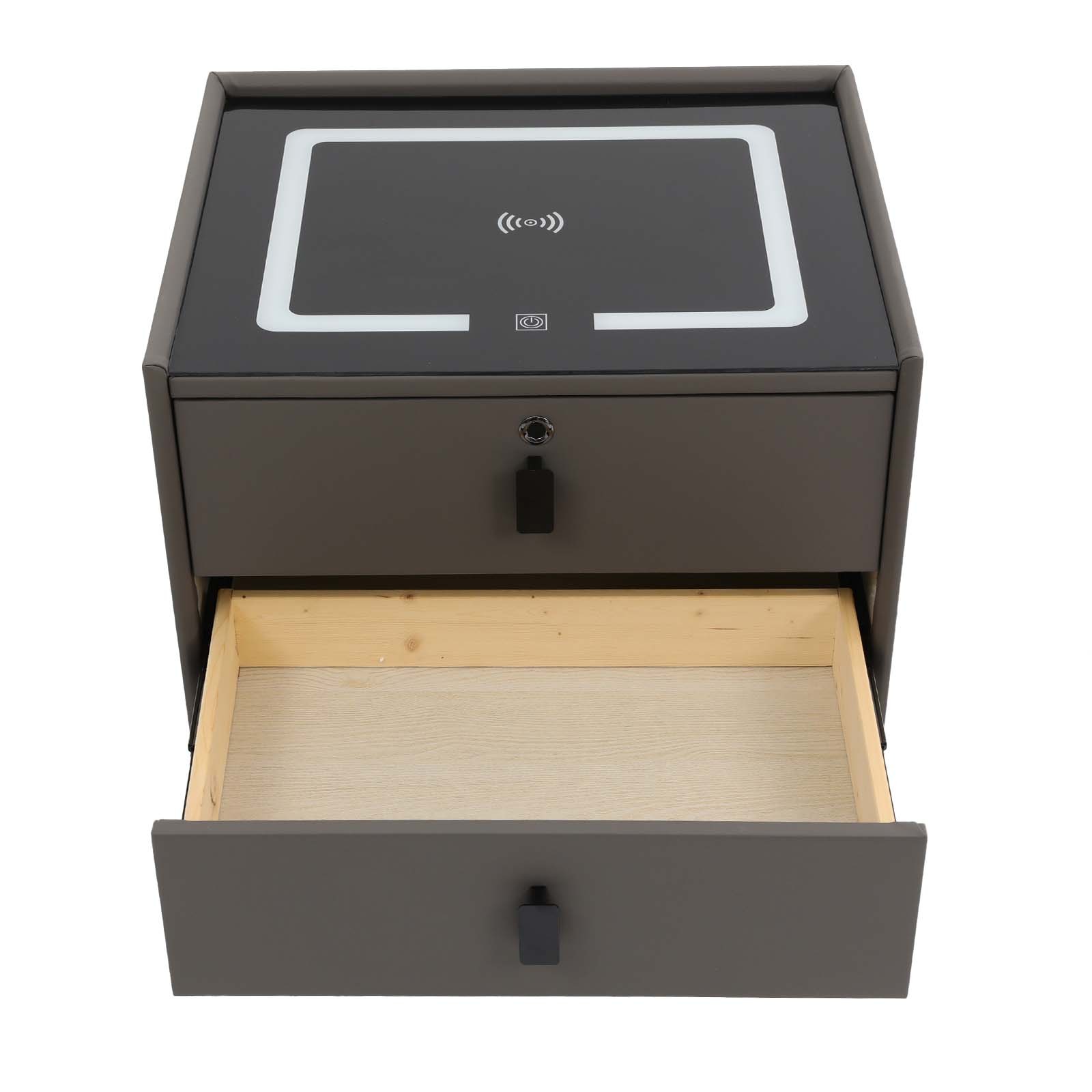 Bluetooth Speaker Smart Bedside Table with Light USB & Wireless Charging