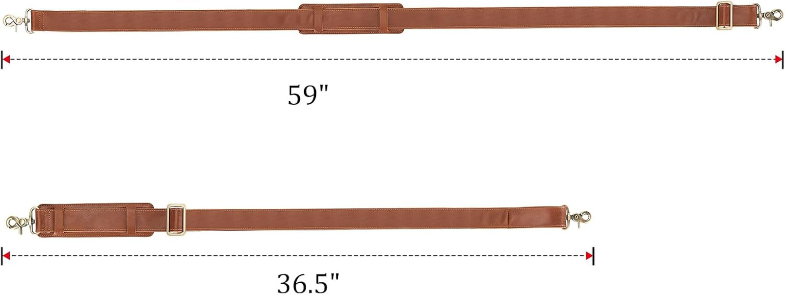 Leather Shoulder Strap with Metal Hooks Adjustable Replacement Bag Strap for