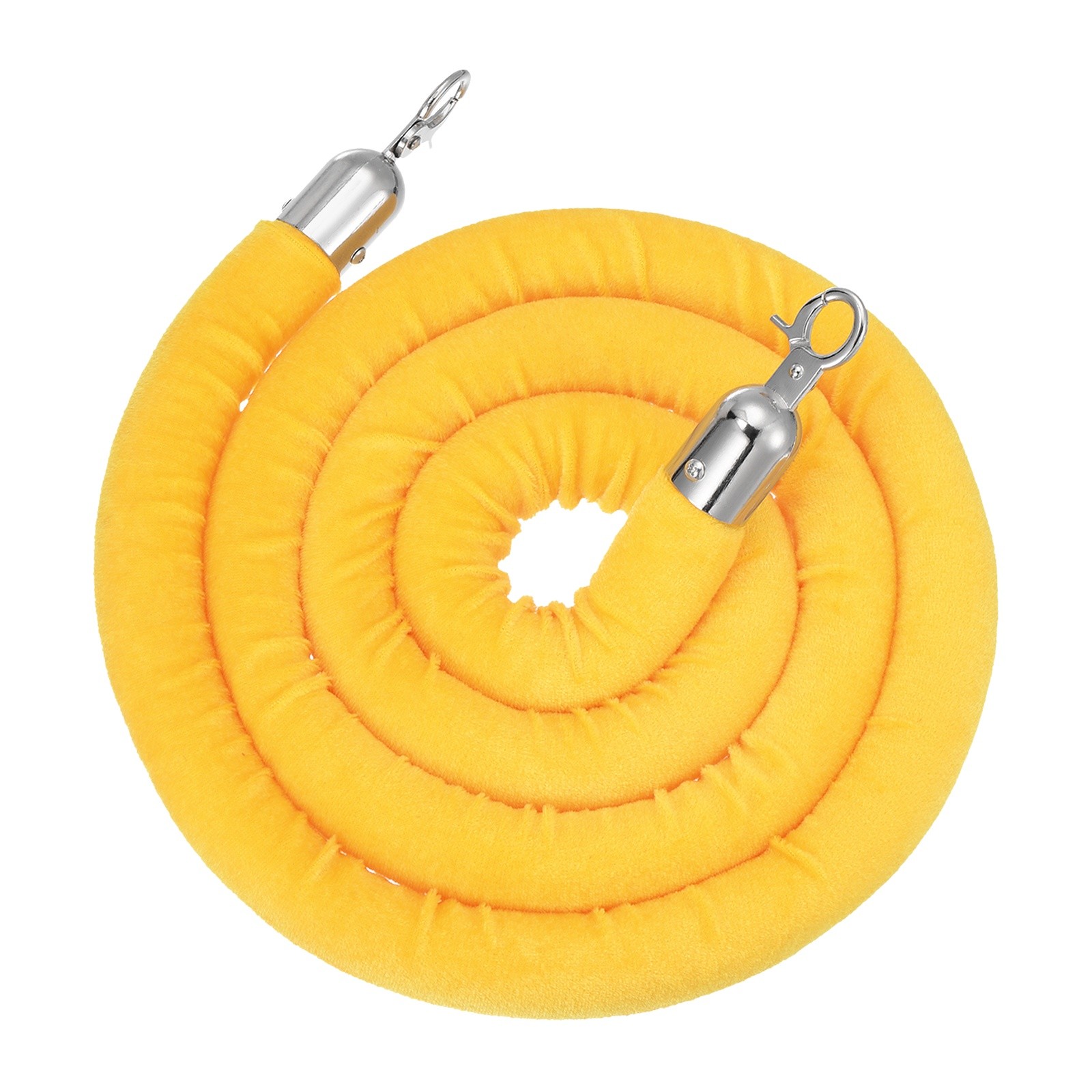 Velvet Stanchion Ropes with Silver Buckle, (6.6Ft X1.26 Inch, Yellow) (1Pcs)