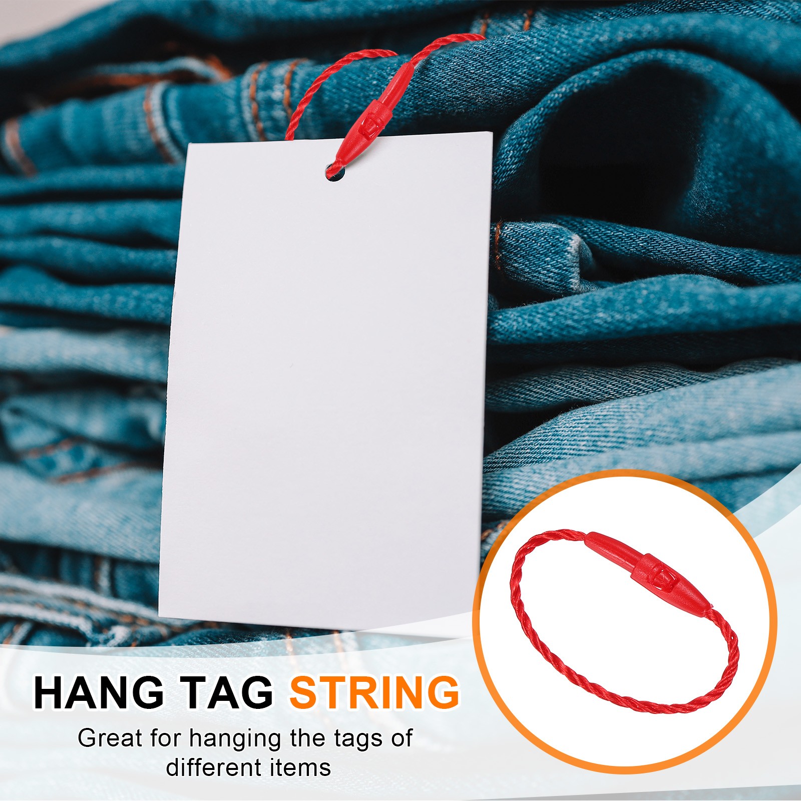 200 Pcs Polyester Hang Tag String 3" Snap Lock Pins Loop Fastener, Red