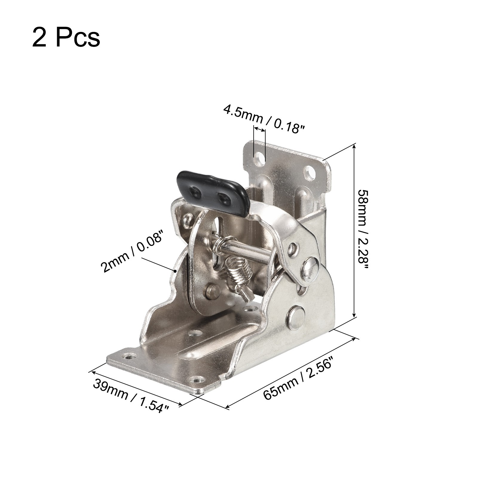 2pcs Table Leg Folding Brackets Foldable Self Lock Hinges, Silver Tone