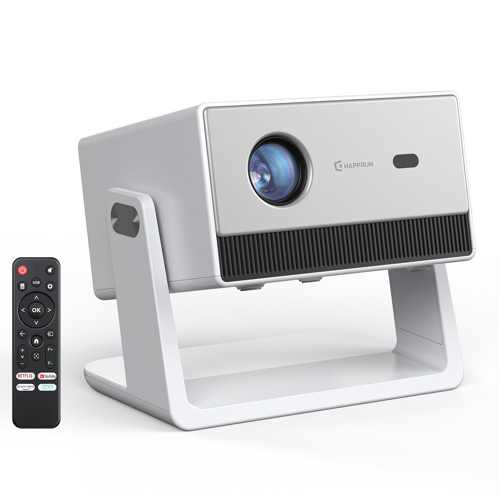 HAPPRUN 1500ANSI Smart Projector 1080P 270° Stand Dolby Audio WiFi Built-in Apps