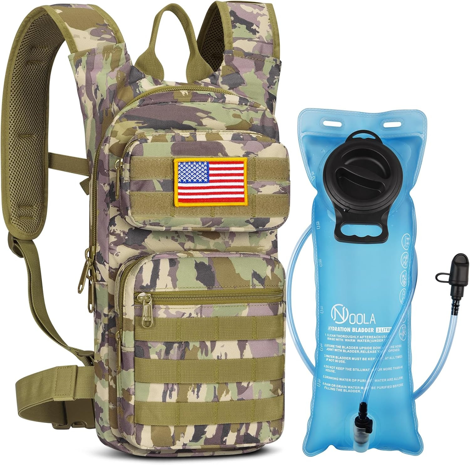 Hydration Backpack with 3L TPU Water Bladder, Tactical Molle Water Backpack NEW
