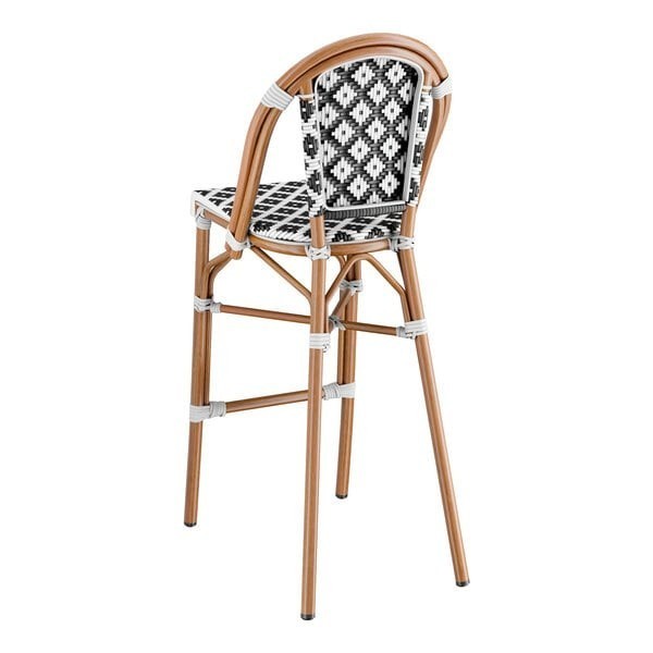 Lancaster Table & Seating Bistro Black and White Birdseye Weave Rattan