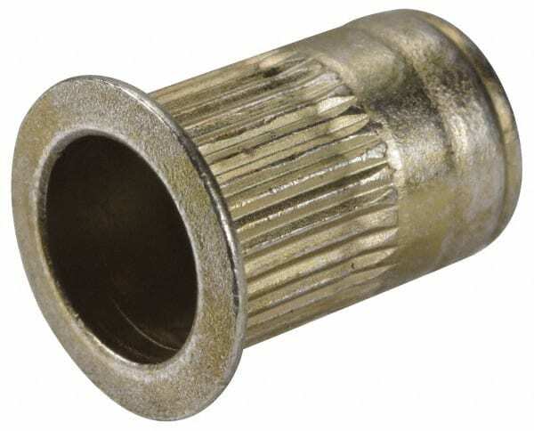 25 Pack Knurled Body Open End 3/8-16 Threaded Inserts, Steel with Zinc Finish