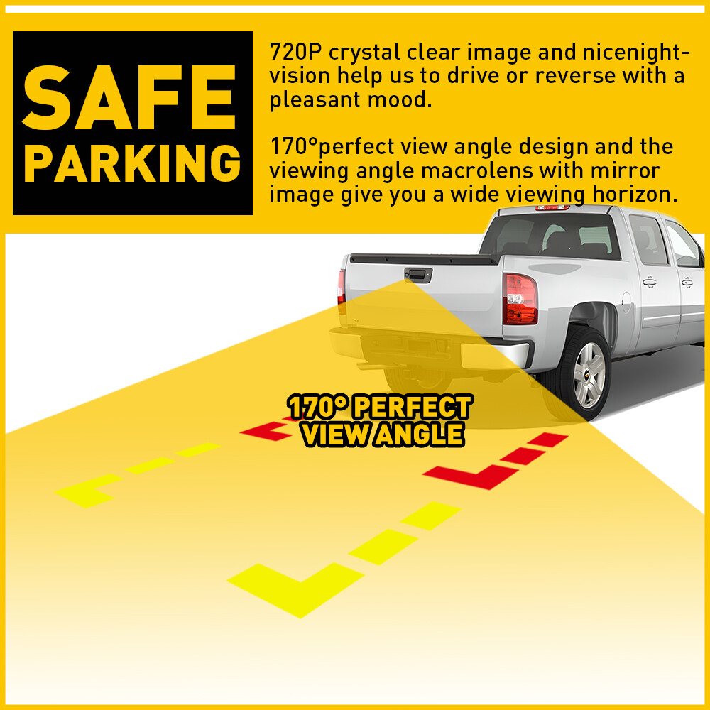 2007-2013 For Chevy Silverado/GMC Sierra Rear View Backup Tailgate Handle Camera