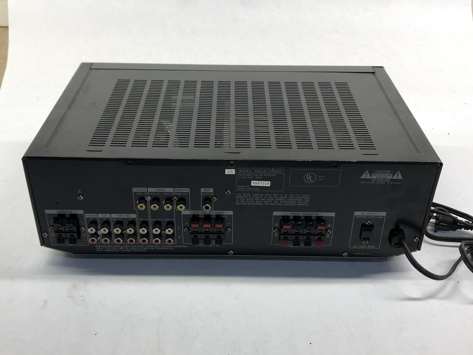 Sony STR-DE505 FM Stereo/FM AM Receiver