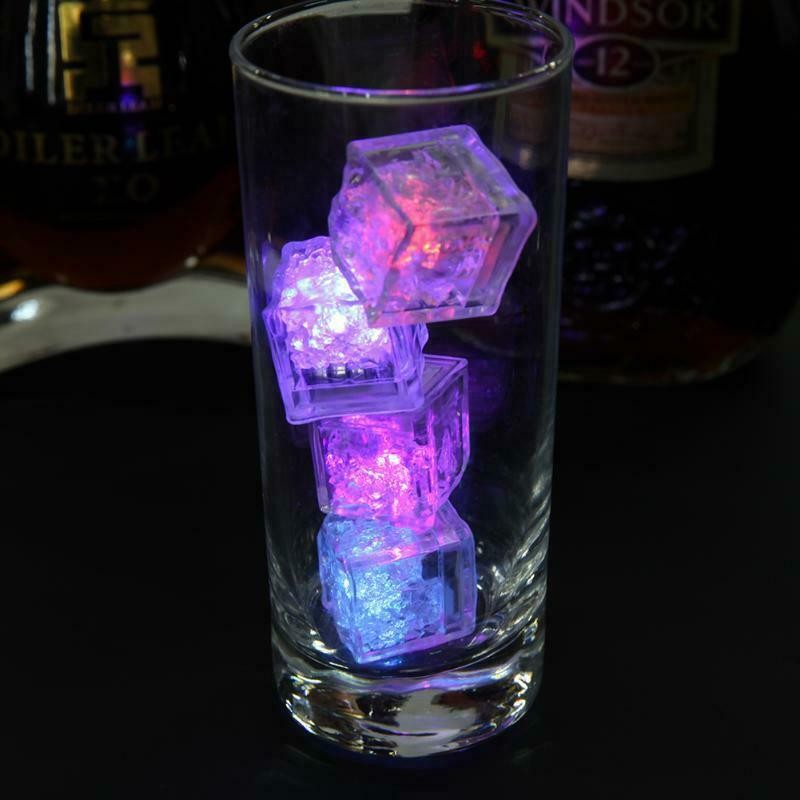 24Pcs LED Light Ice Cubes Liquid Sensor Luminous For Party Wedding Pond Bath