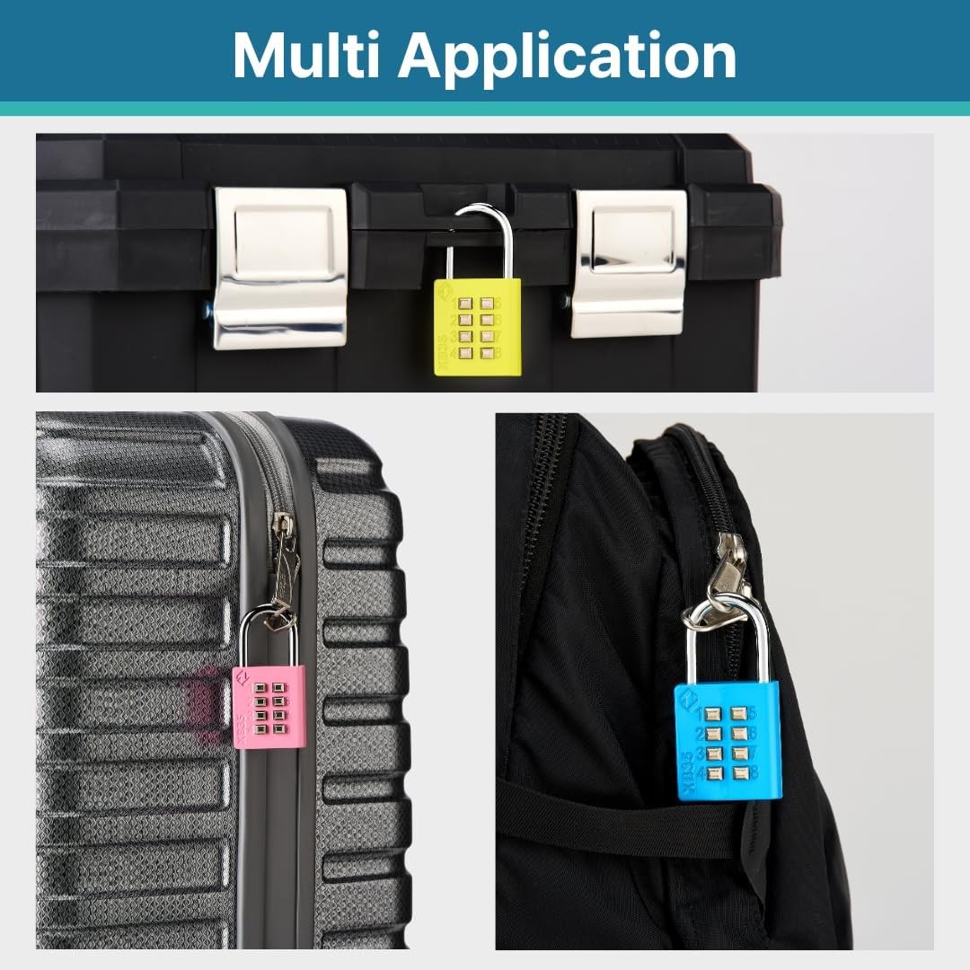 8 Digit Push Button Combination Padlock 4 Digit Code Lock for Locker Fence Gray