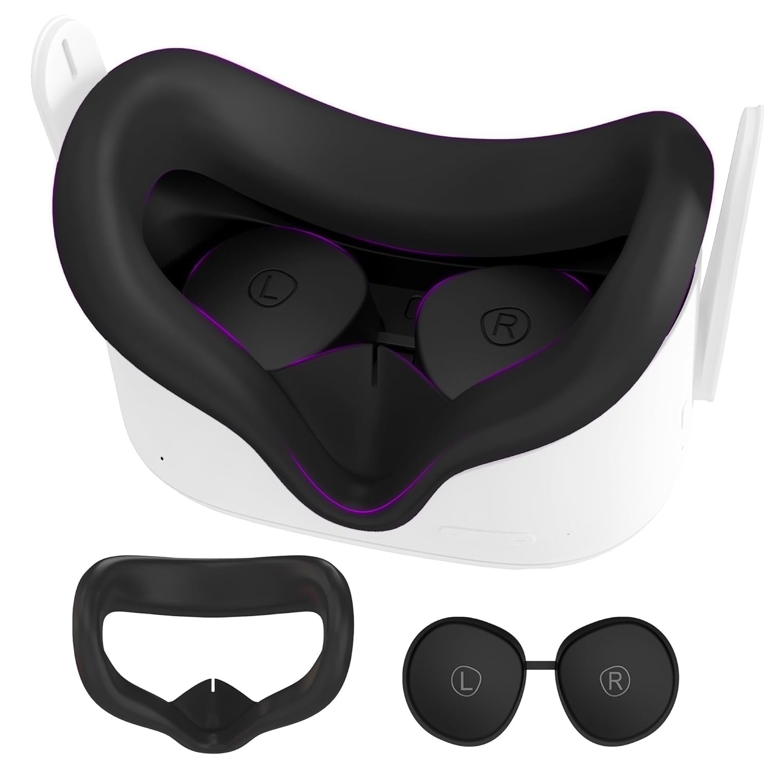 Silicone Face Pad for Meta Quest 2 Standard Facial Interface with Lens Black