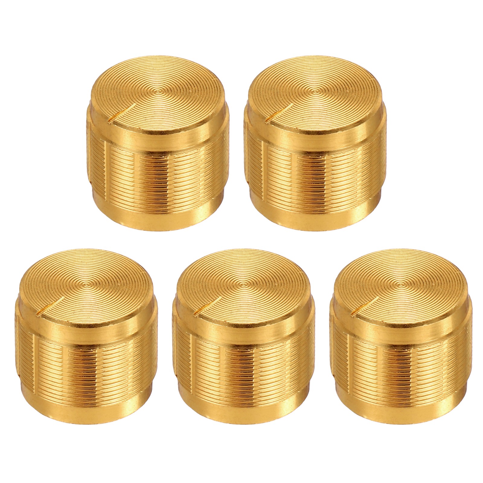 5pcs Potentiometer Knob Knurled Shaft Gold 6mm Rotary Knob 15mmx13mm