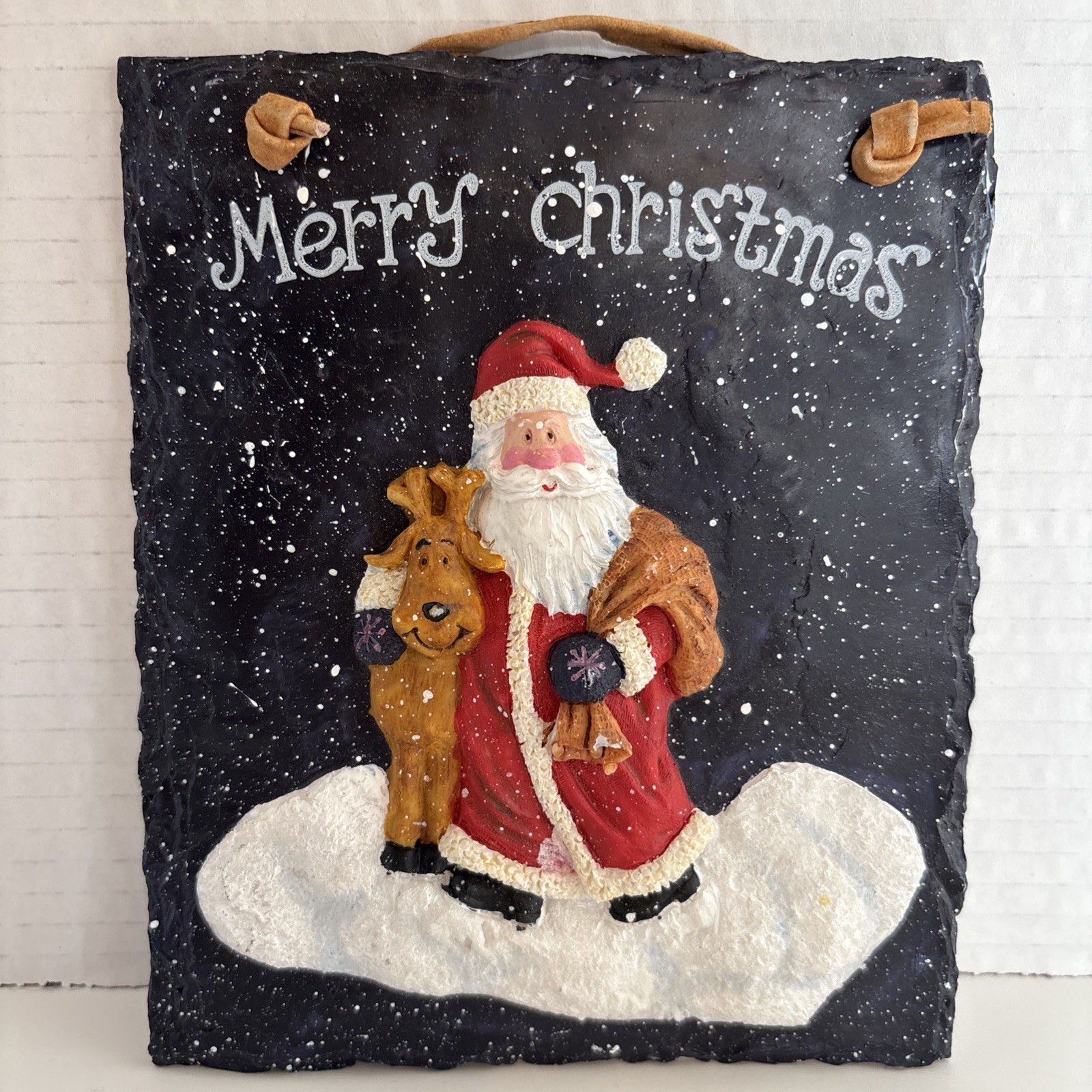 Merry Christmas & We Believe & Let It Snow. Three Wall Plaques w/ Santa /Snowmen