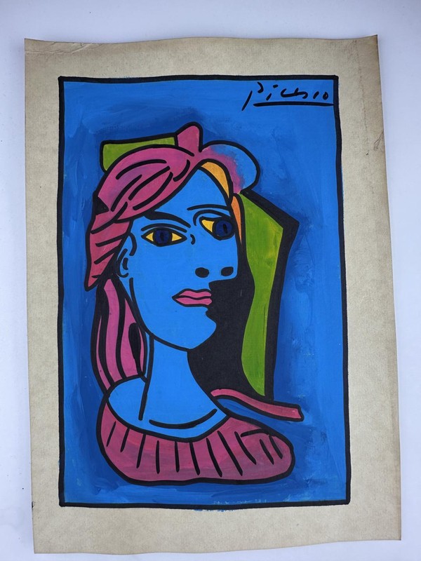 Pablo Picasso COA Vintage Painting Drawing Art Original Signed Stamp