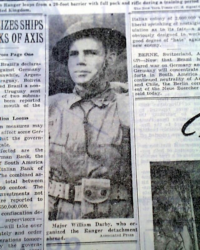 U.S. ARMY RANGERS 1st Ground Combat vs German Forces 1942 World War II Newspaper