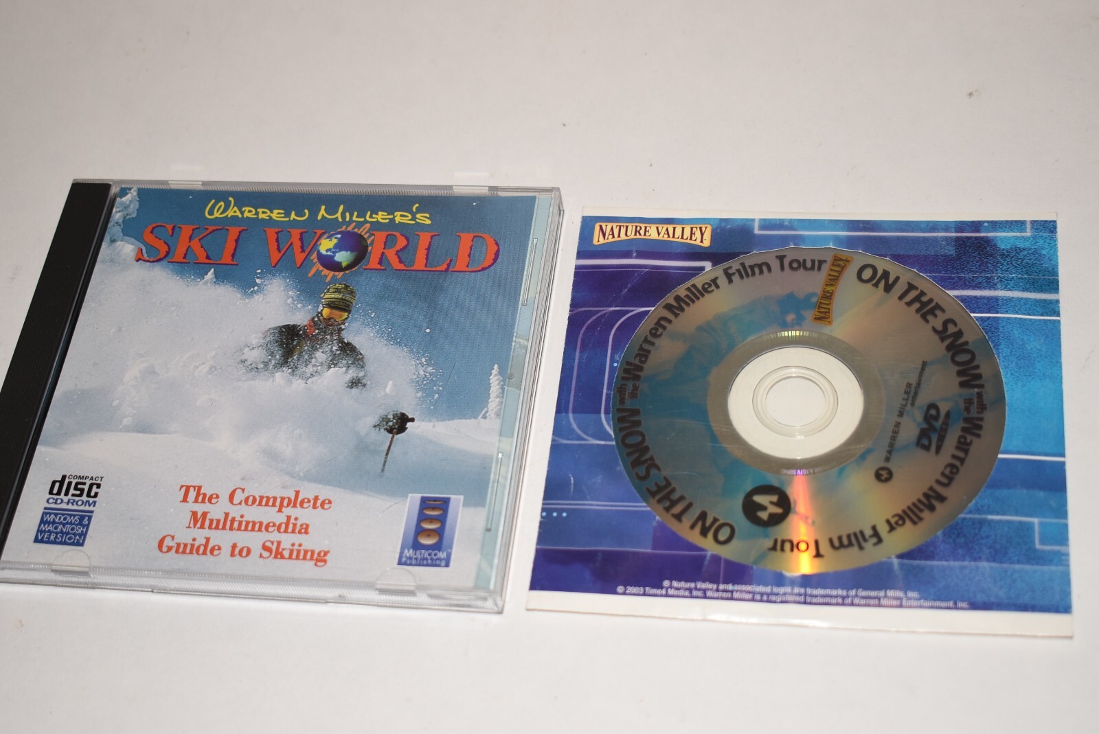 2 Lot Warren Miller's SKI WORLD (PC-CD-ROM, 1995) & Film Tour On The Snow 2003