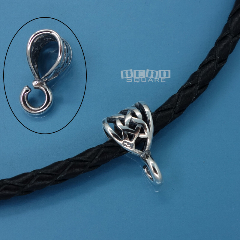 Oxidized Sterling Silver Openwork Web Pendant Bail Connector w/ Open Loop #33470