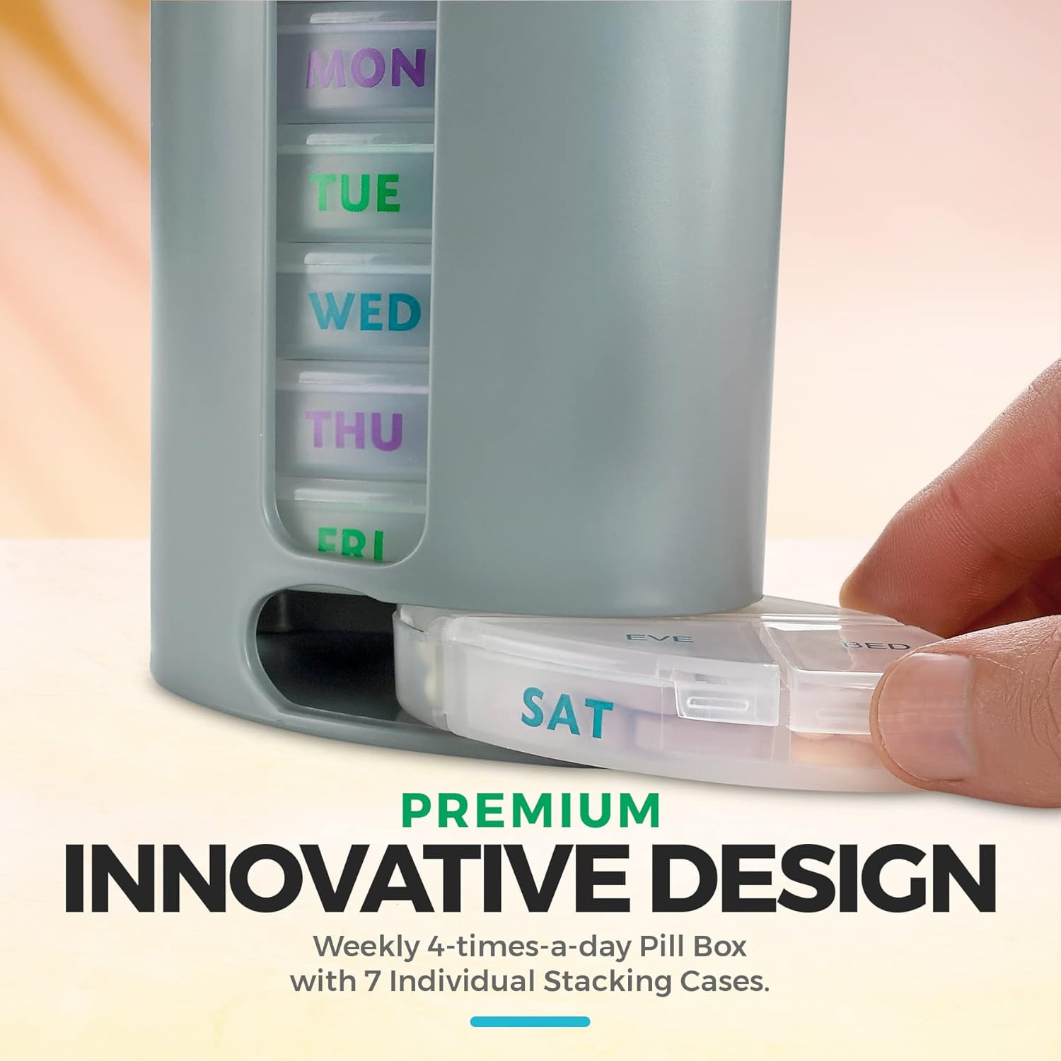 Medca Weekly Pill Organizer, 1 Dispenser, 7 Stackable Compartments Four Times-A-