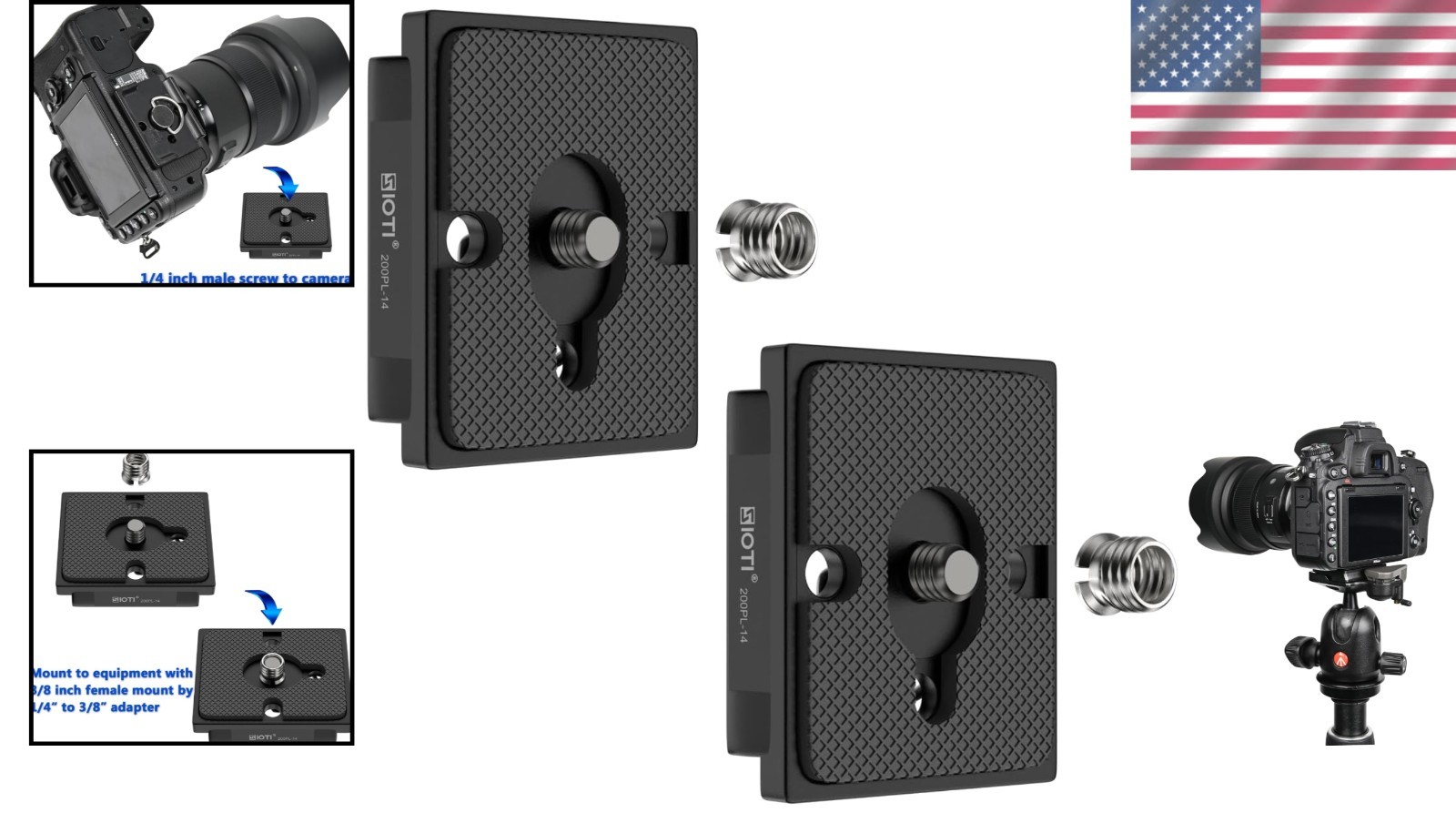 200PL-14 Quick Release Plate for Manfr0tt0 Tripods - 4 Pack, RC2 Compatibility