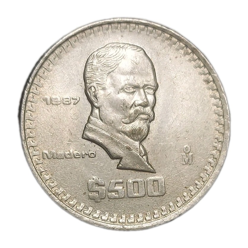 1987 Mexico 500 Pesos XF+ Large Coin KM 529 Madero