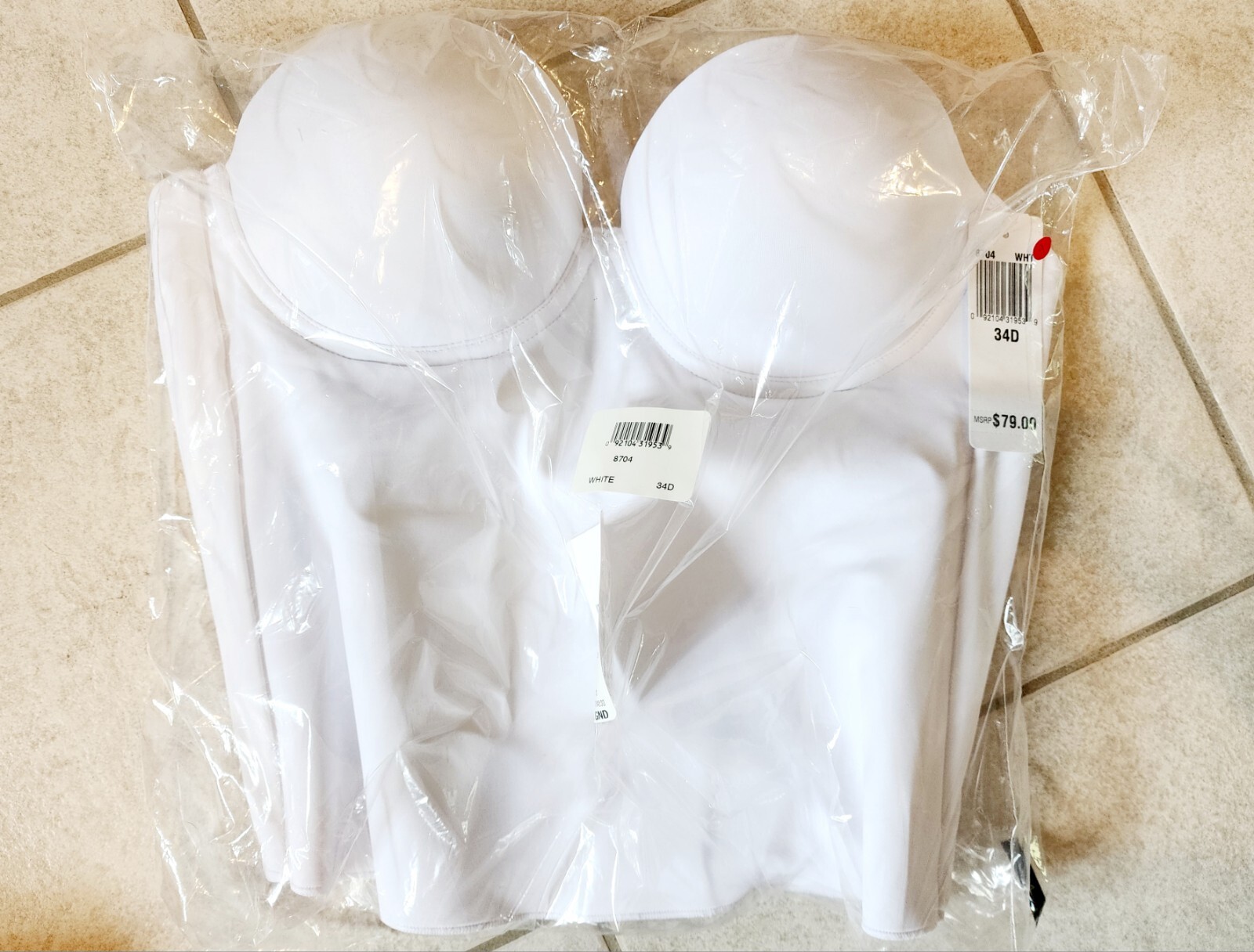 David’s Bridal Corset Bustier Bra 34D 34 D White Push Up Sexy #8704 Wedding Prom
