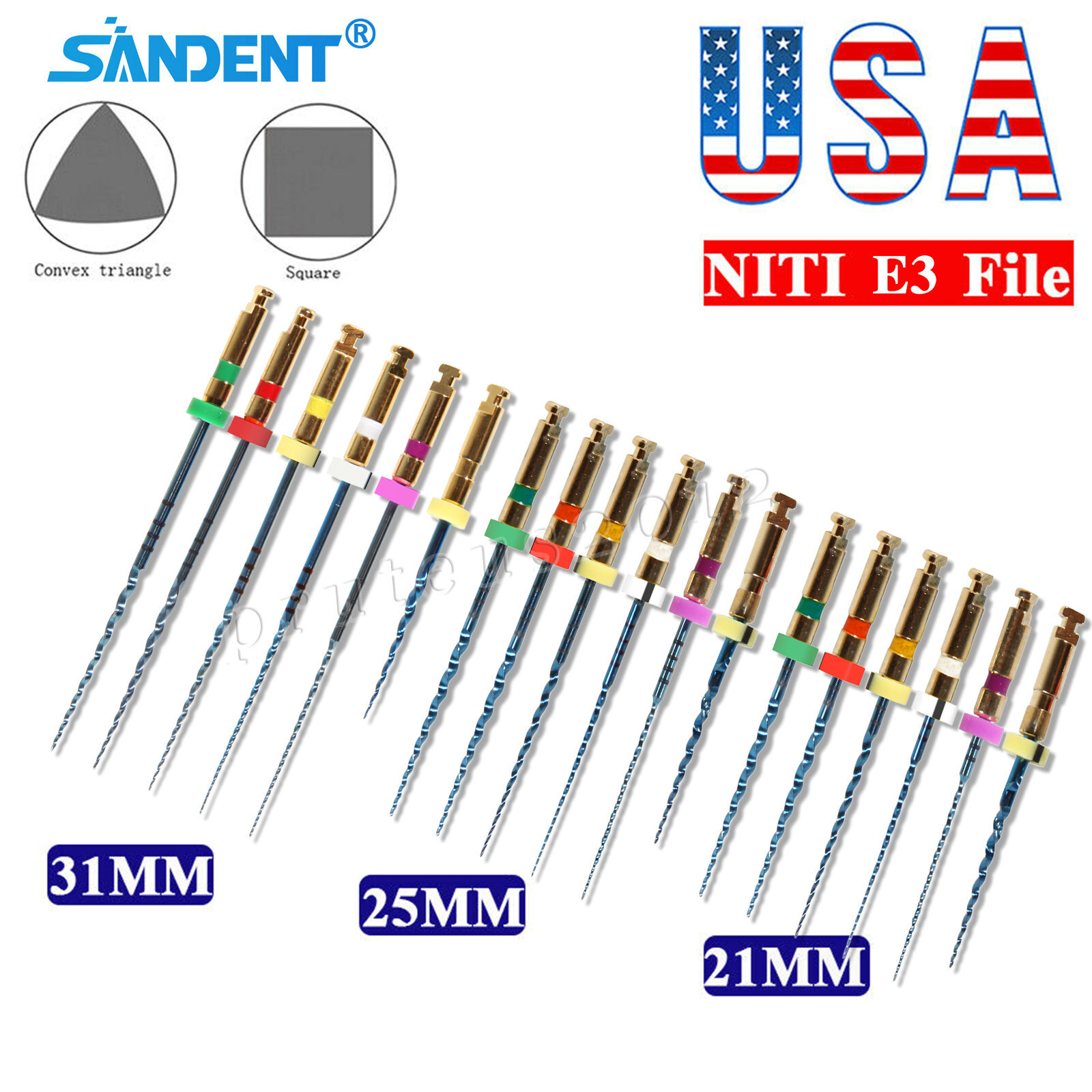 Dental Endo Files Root Canal Endodontic engine Files NITI Rotary tips 21/25/31MM