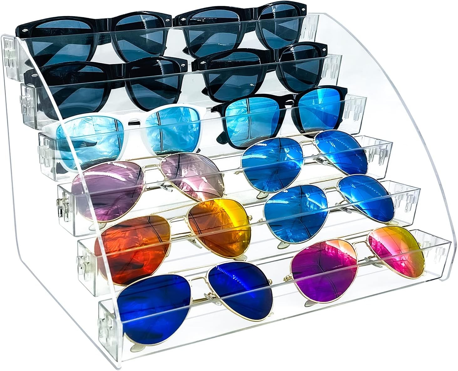12 Piece Plastic Sunglasses Organizer Clear Eyeglasses Display 6t, Multicolor
