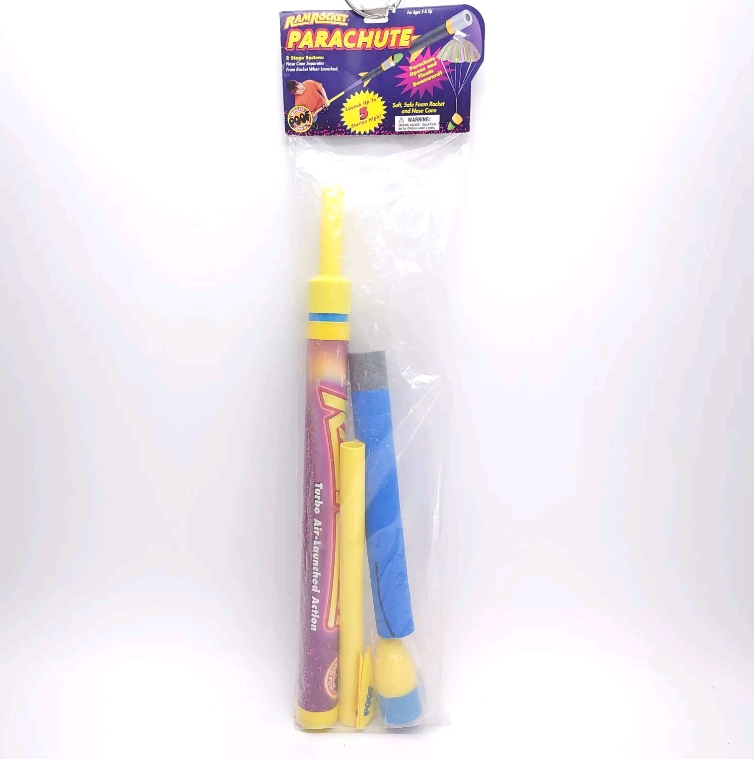 NOS Poof Ram Rocket Parachute Launcher Toy Y2K 2000 NEW SEALED