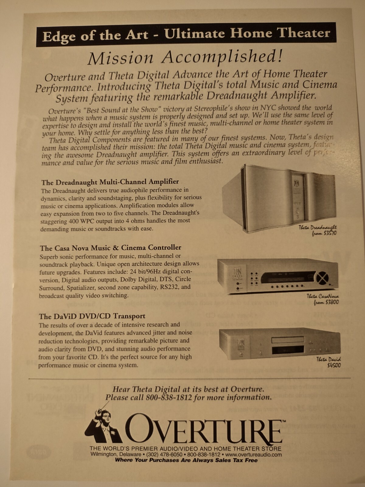 Overture Edge of the Art Ultimate Home Theater Mission Accomplish 2002 Print Ad