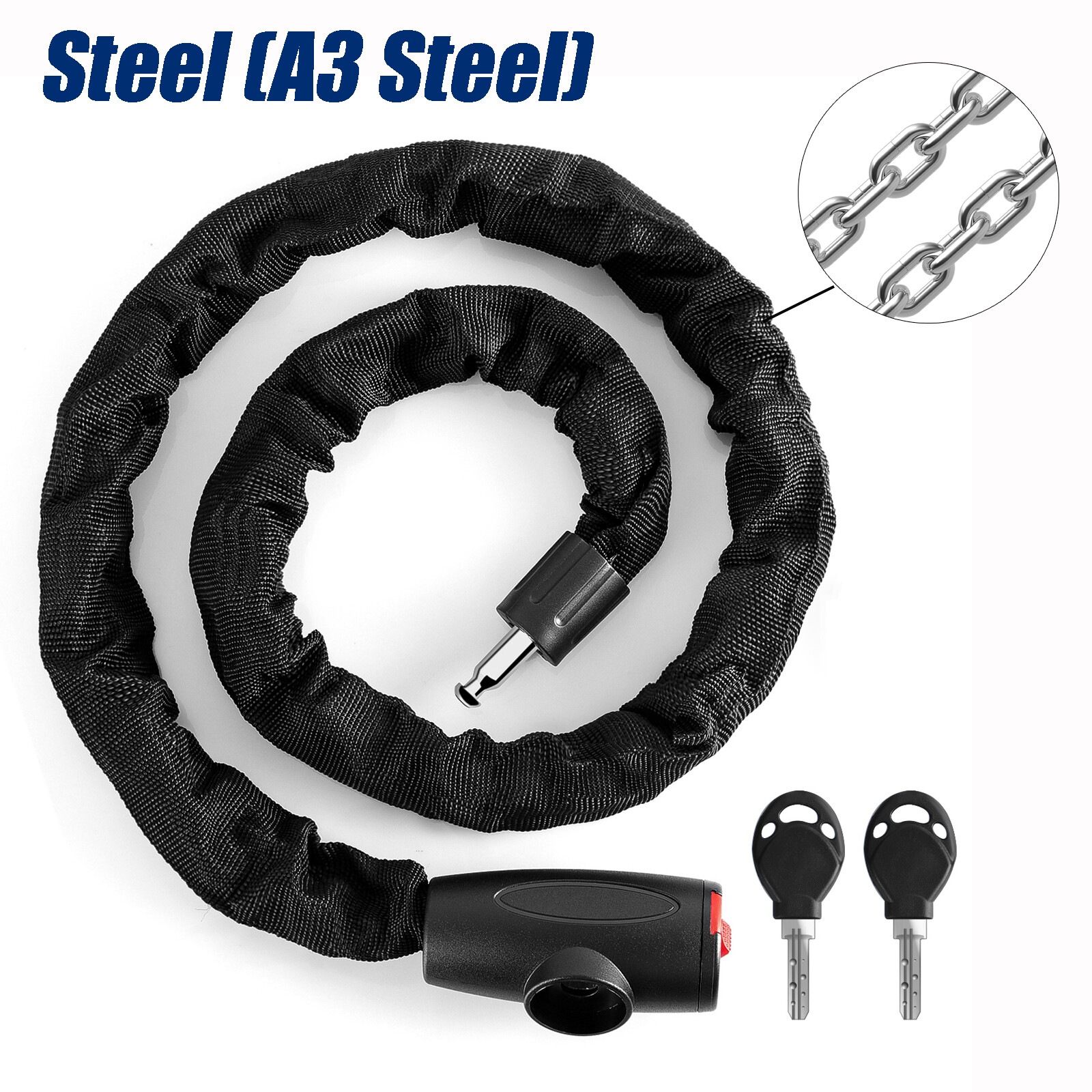 Heavy Duty Motorcycle Bike Bicycle Chain Lock Anti-theft Padlock Security W/ Key