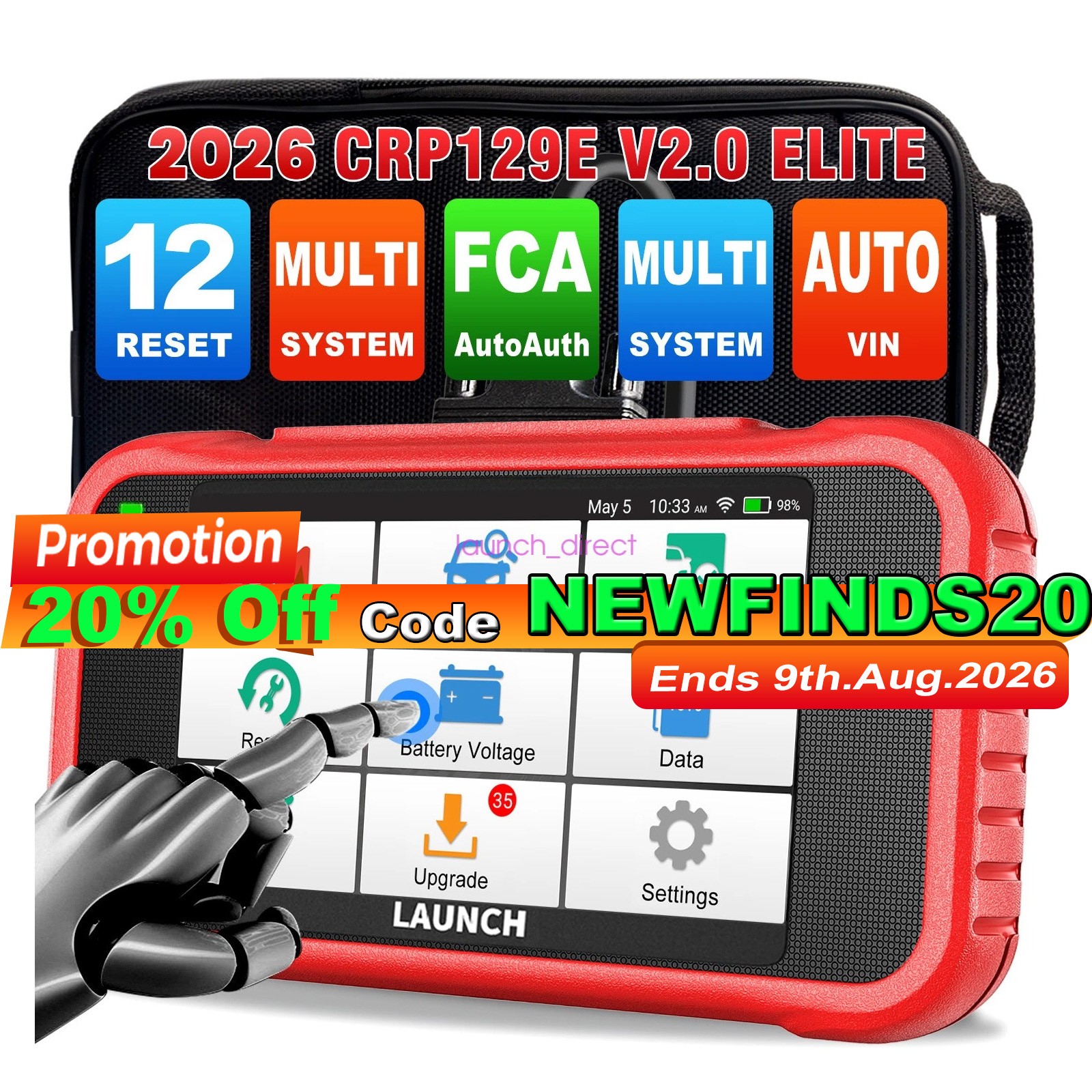 Launch X431 CRP129X PRO Automotive OBD2 Code Reader Diagnostic Scanner 4Systems