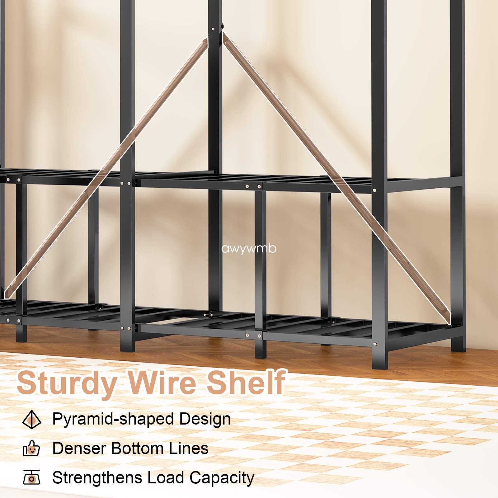 Portable Closet Wardrobe,Wardrobe Closet Organizer w/ Oxford Cloth Fabric Cover