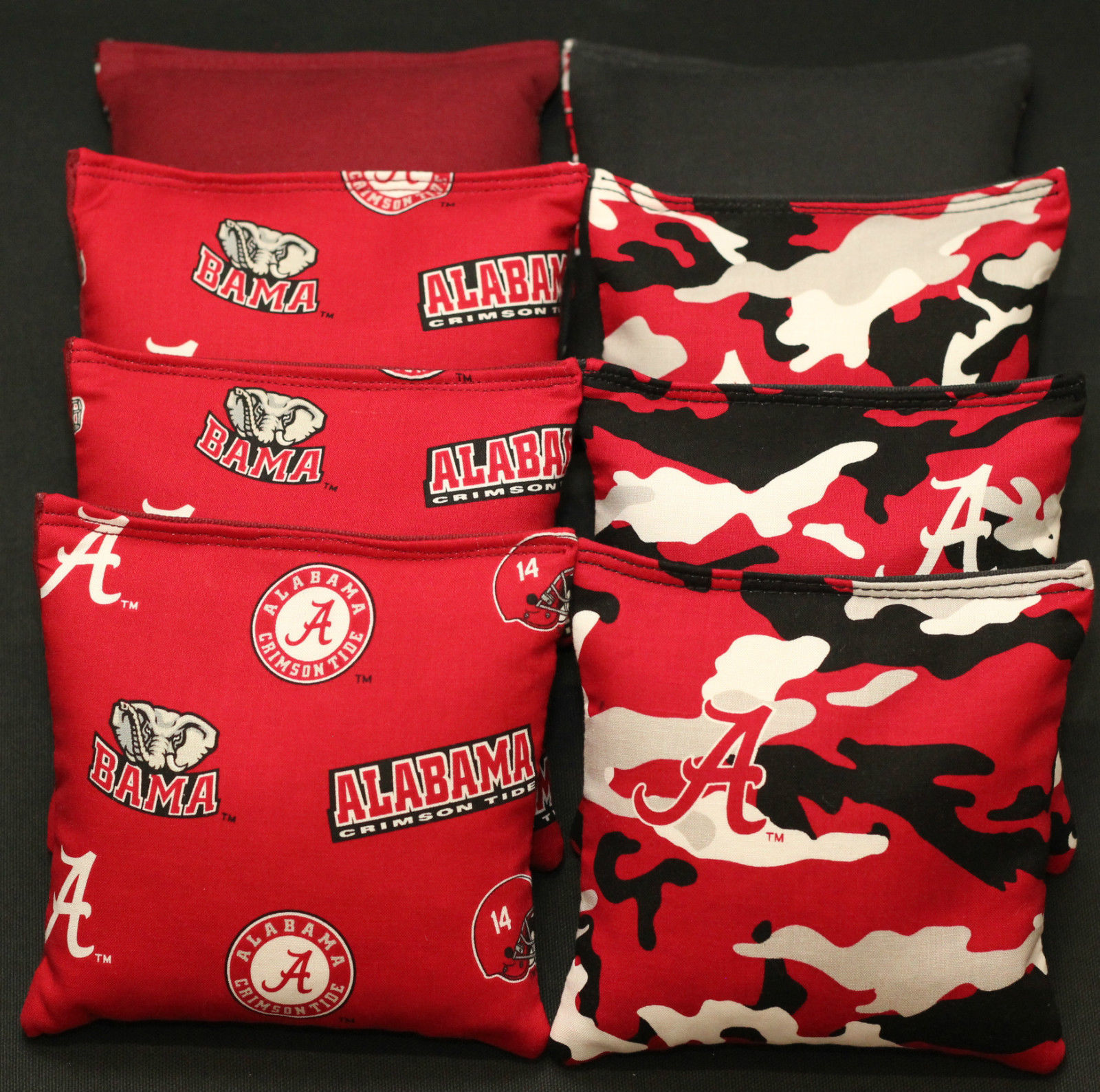 CORNHOLE BEAN BAGS All Weather made w ALABAMA CRIMSON TIDE fabric Waterproof