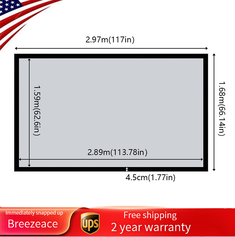 135" Inch Fixed Aluminum Frame Projector Screen Home Theatre HD TV Projection US