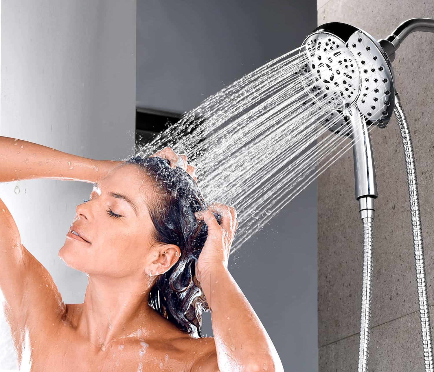Dual Shower Head with Handheld: 2 IN 1 High Pressure Handheld Shower Head &