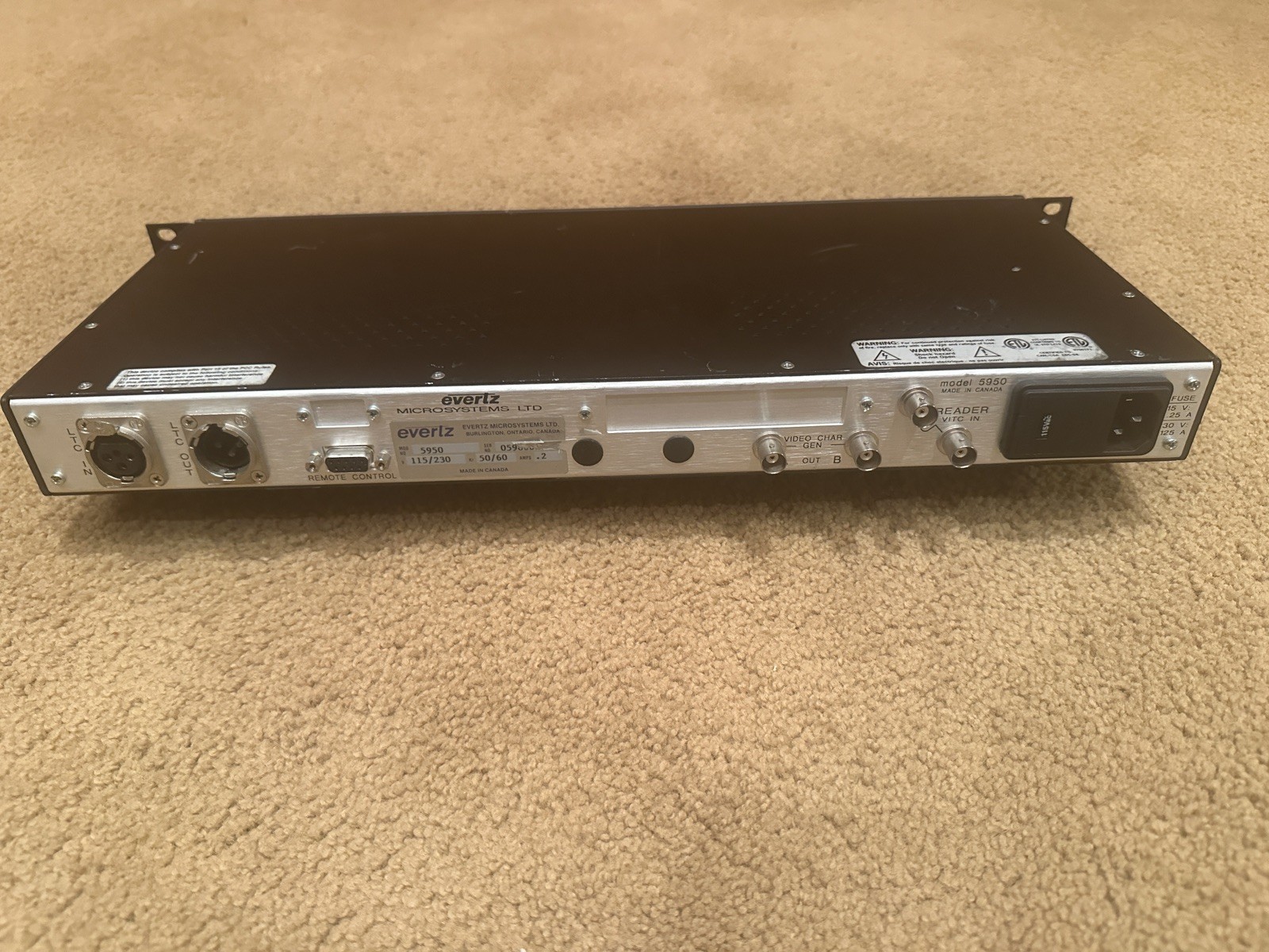 Evertz Microsystems Time Code Reader Model # 5950