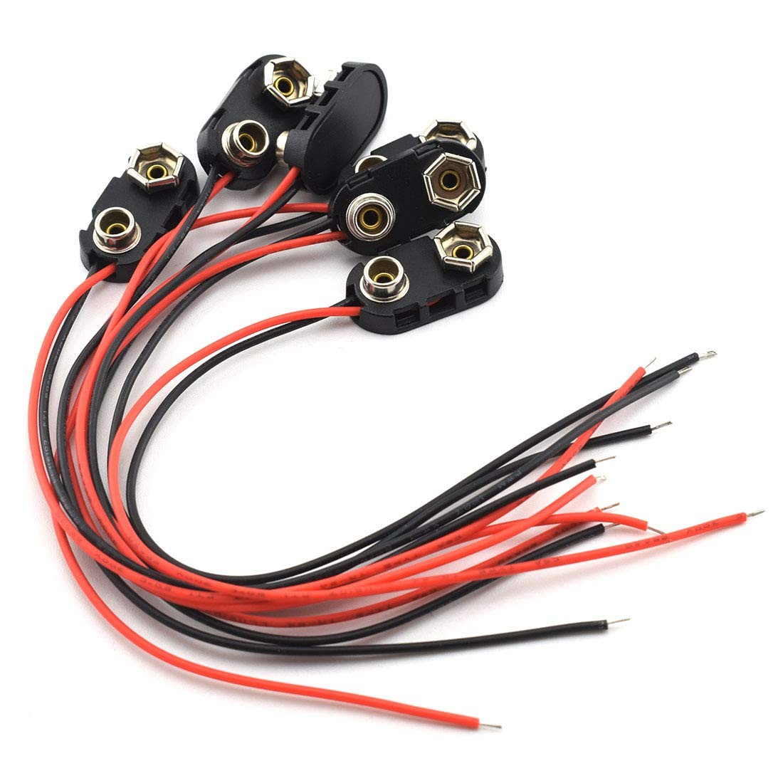 9v Battery Snap Connector 6pcs Battery Button Clips With Wire Leads black Hard