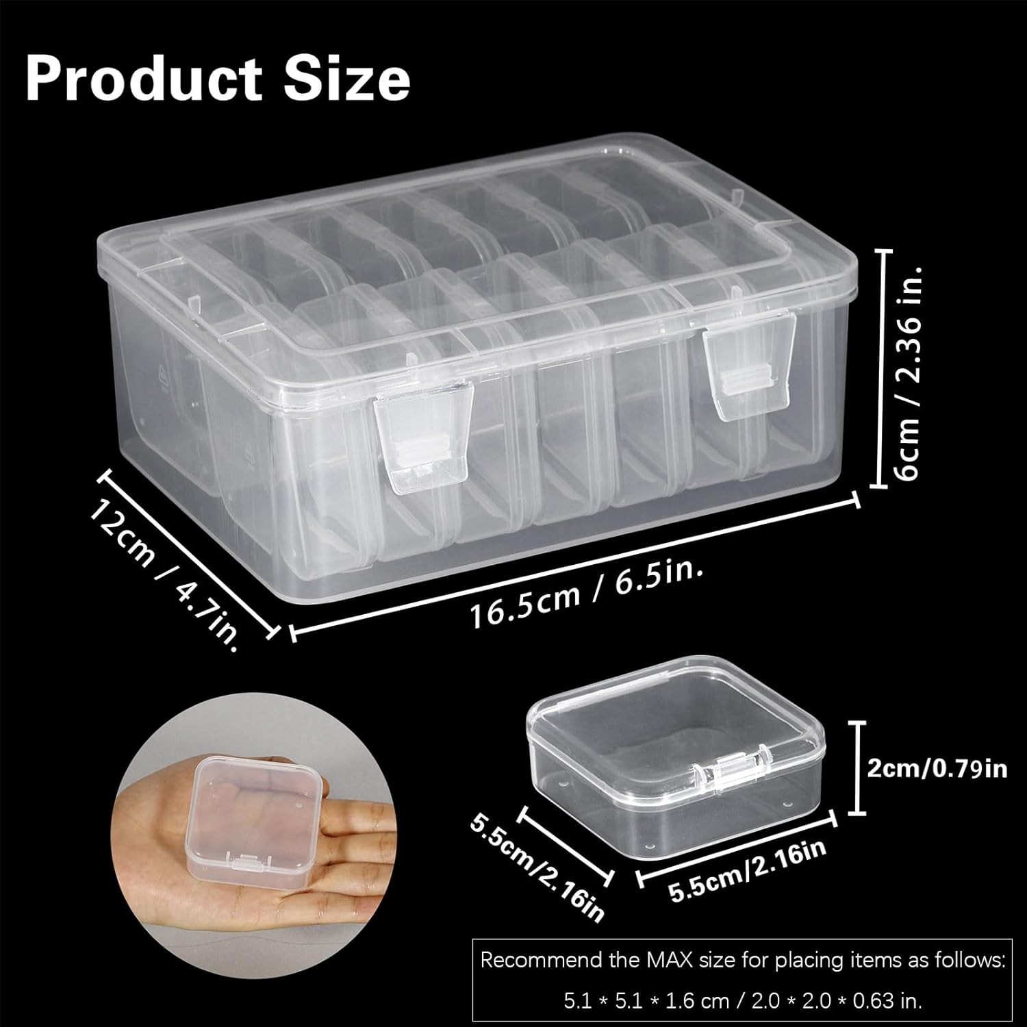 Small Bead Organizers 14 Pieces Plastic Storage Cases Mini Clear Bead Storage