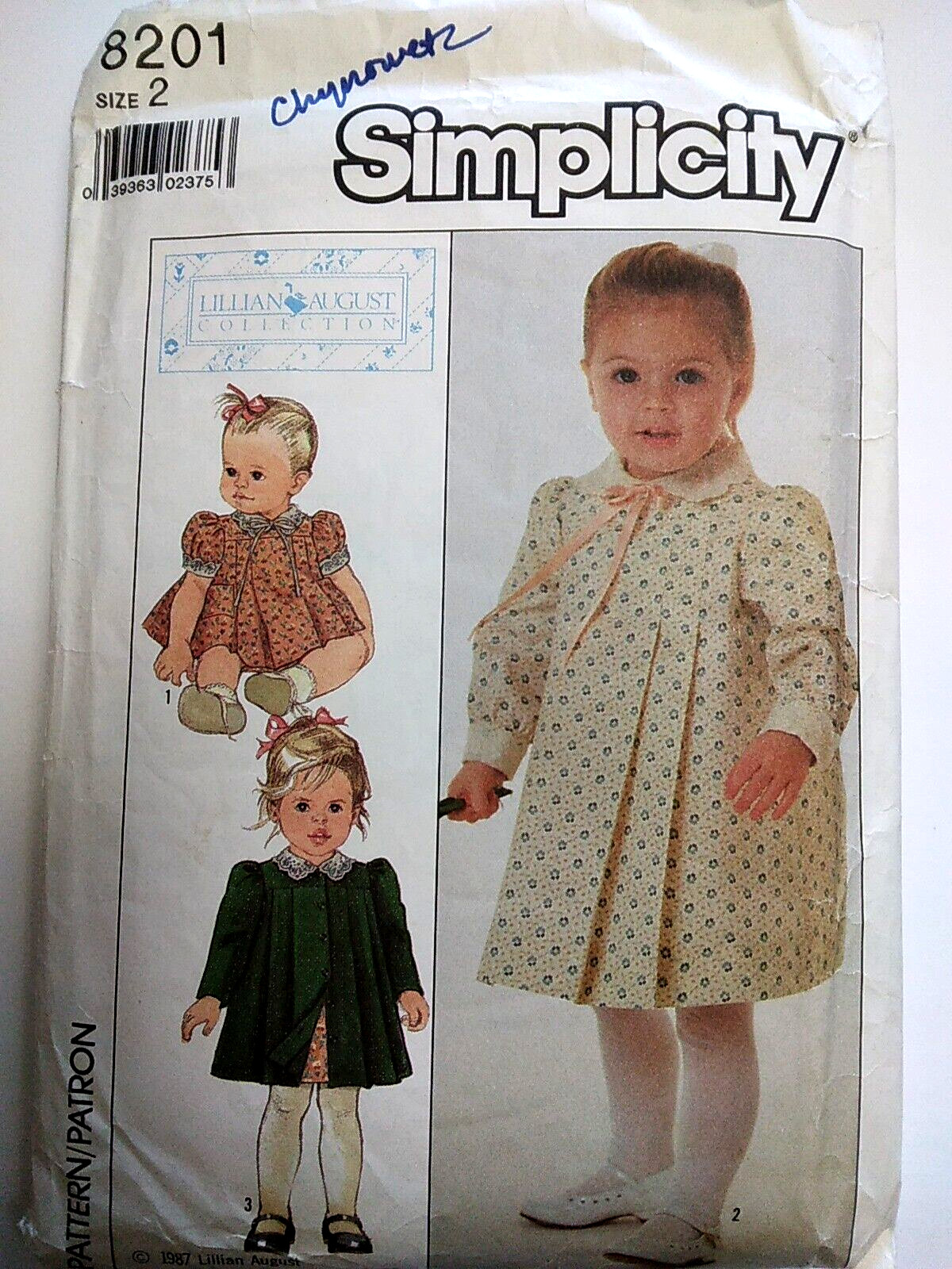 Dress Coat Girls 2 2T Simplicity 8201 Sewing Pattern Lillian August Party Event