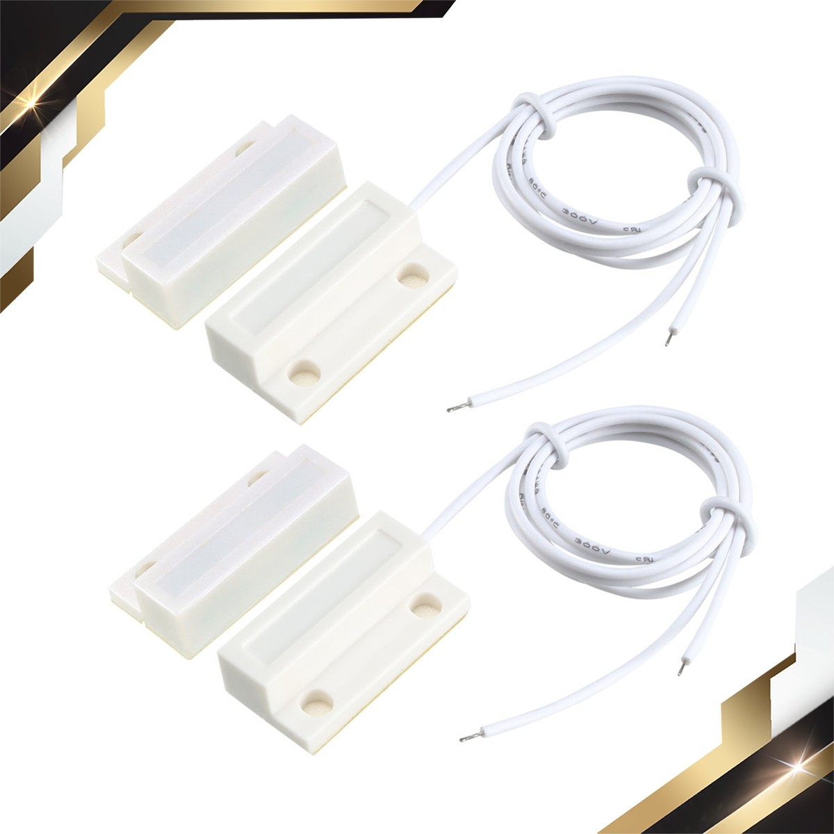 2 x MC-38 Surface Mount Wired NO Door Sensors Alarm Magnetic Reed Switch White
