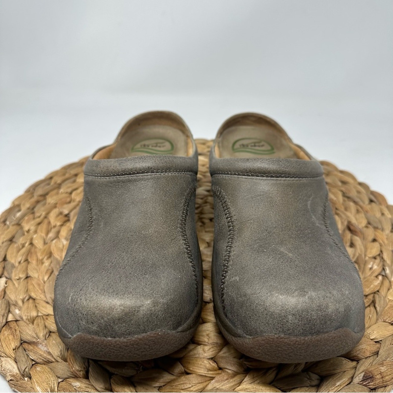 Dansko Kari Brown Distressed Leather Backless Clogs Size EU 37