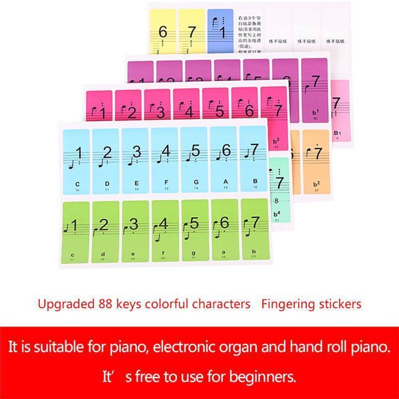 1Set New 88-Key Electronic Keyboard Piano Key Beginner Note Stickers Labels pp