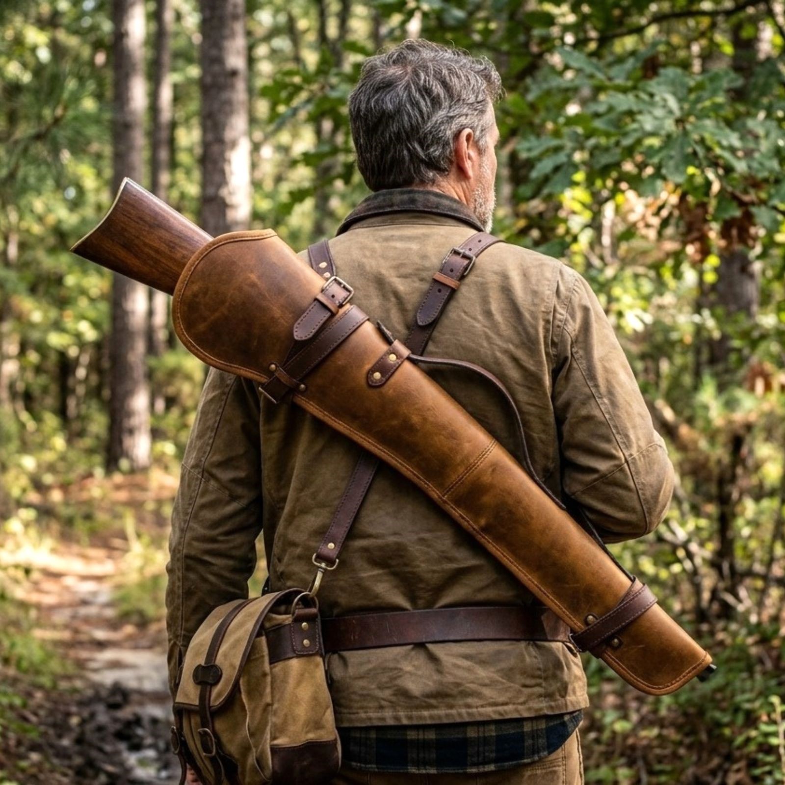 Rifle Scabbard Leather Gun Slip Case with Shoulder Strap for Lever-Action Guns
