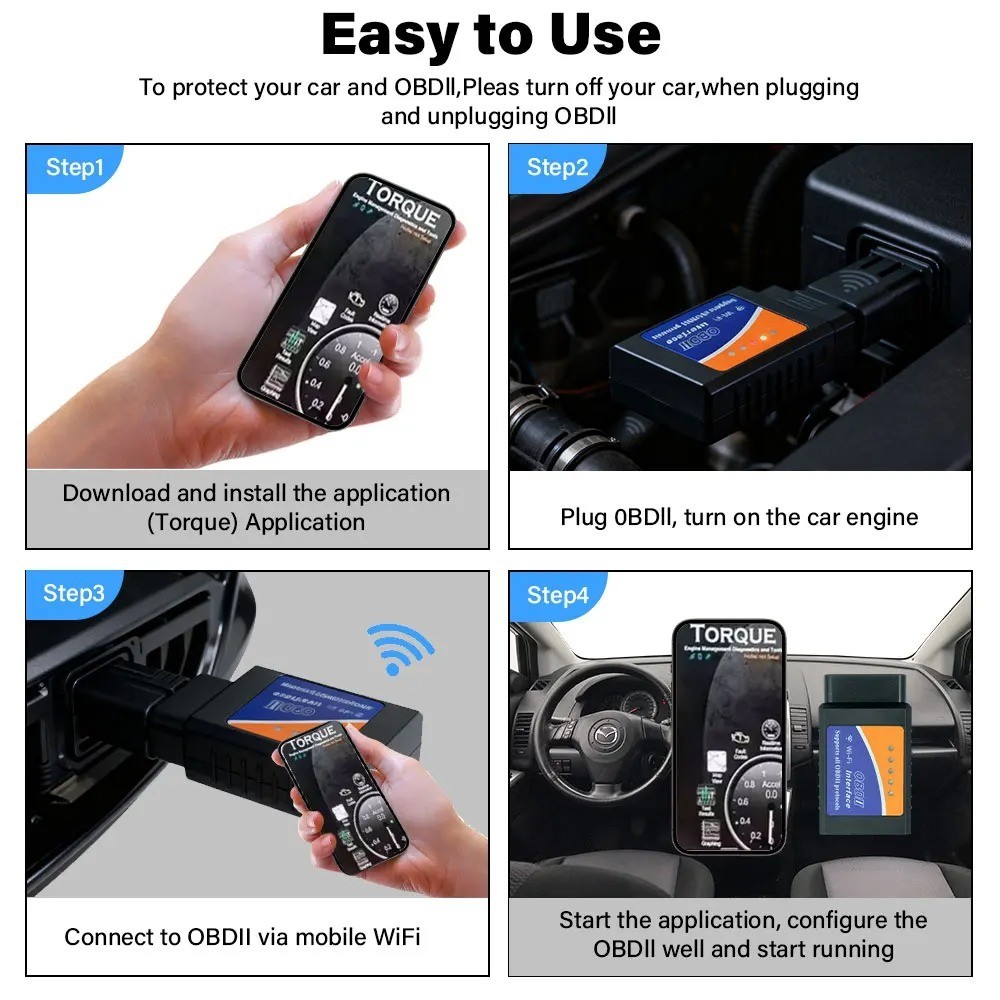 OBD2 Scanner ELM327 V1.5 WiFi Bluetooth Diagnostic Code Reader