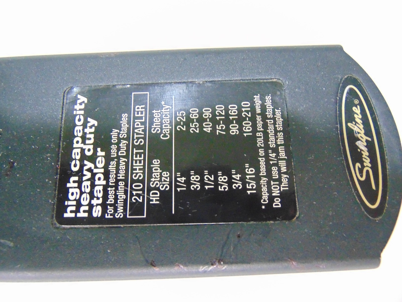 Swingline High-Capacity Heavy-Duty Stapler 210-Sheet Capacity Black/Gray 90002