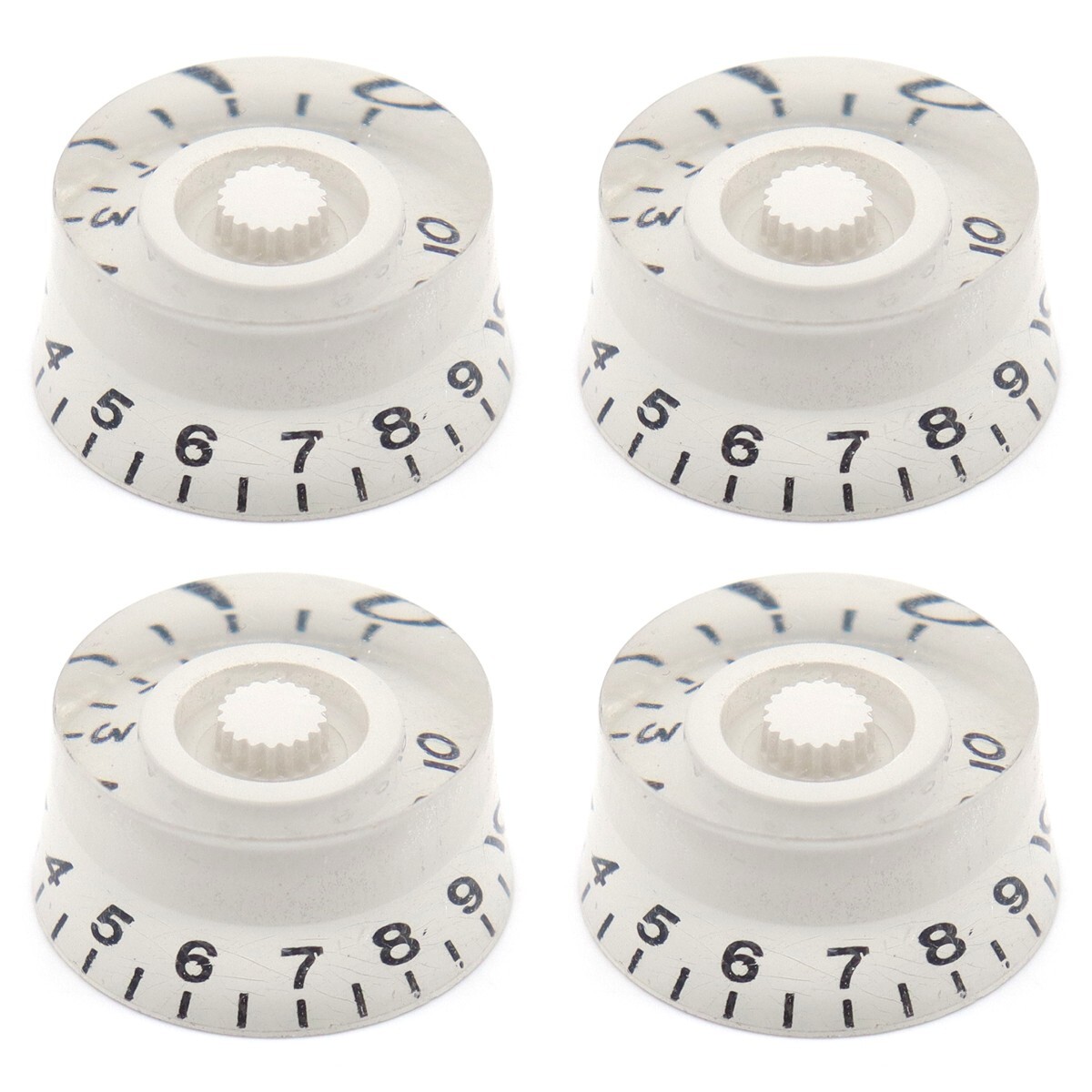 4Pcs Acrylic Bass Guitar Knobs Volume Tone Control Knobs White Black numbers