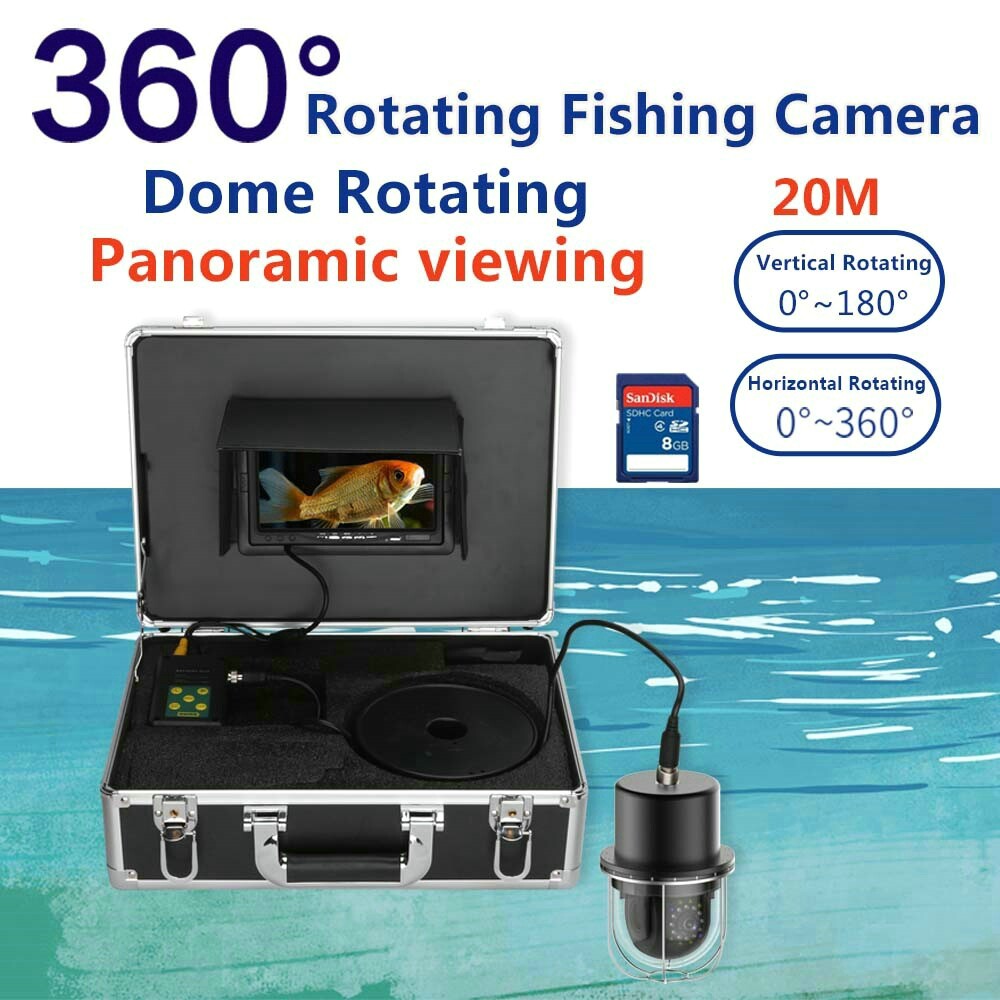 100M Fish Finder 360° Dome Rotating Fishing Underwater Video Camera 7" Monitor